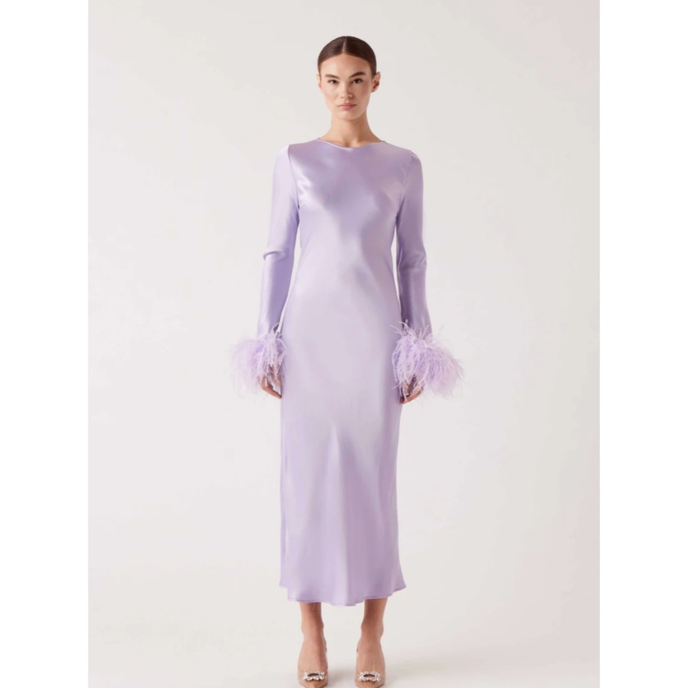 Ines Feather Satin Dress Lavender